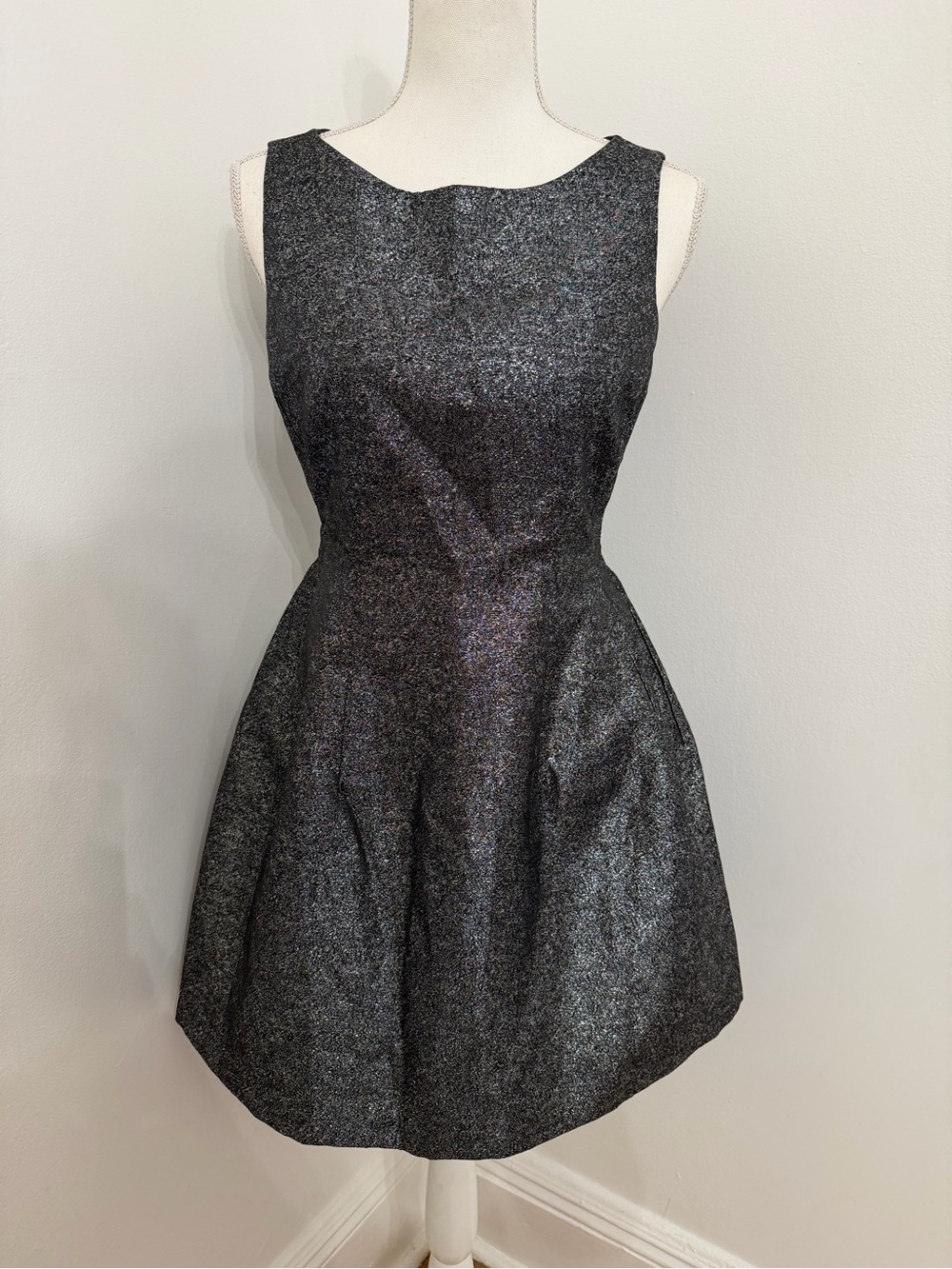 Ark & Co Shimmery Black Sleeveless Fit-and-Flare Mini Dress